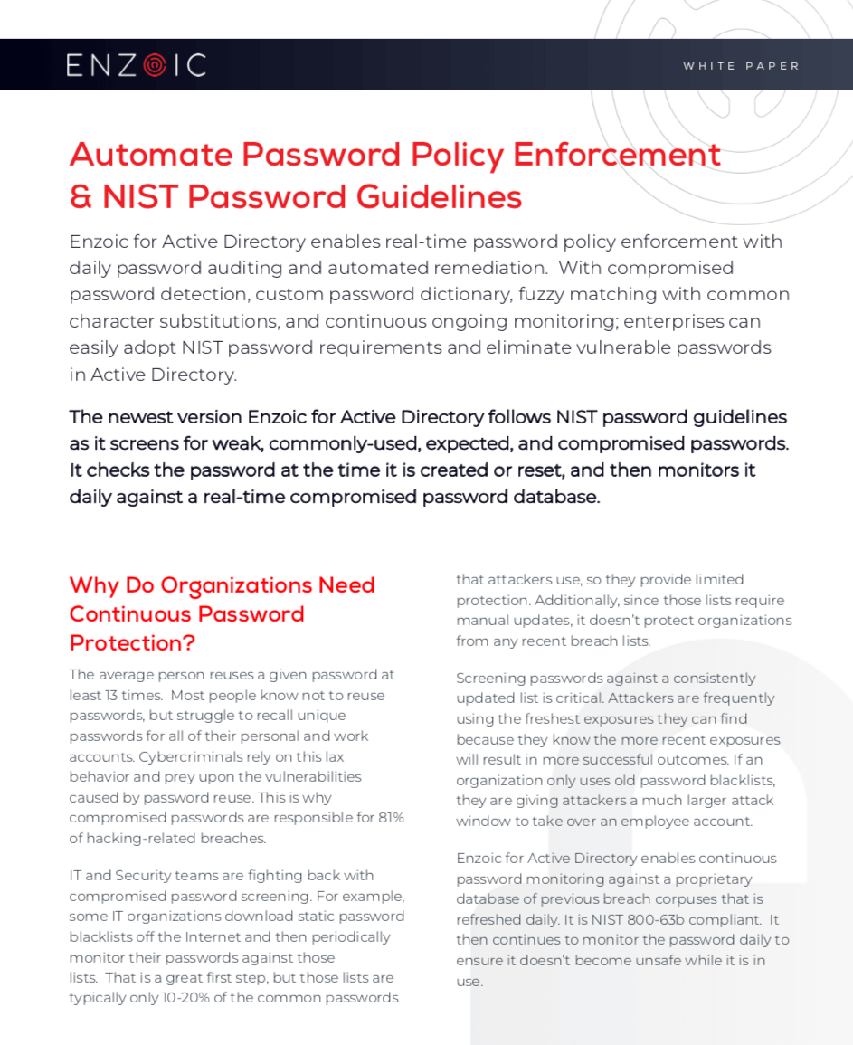 Automated Password Policy Enforcement & NIST Guidelines
